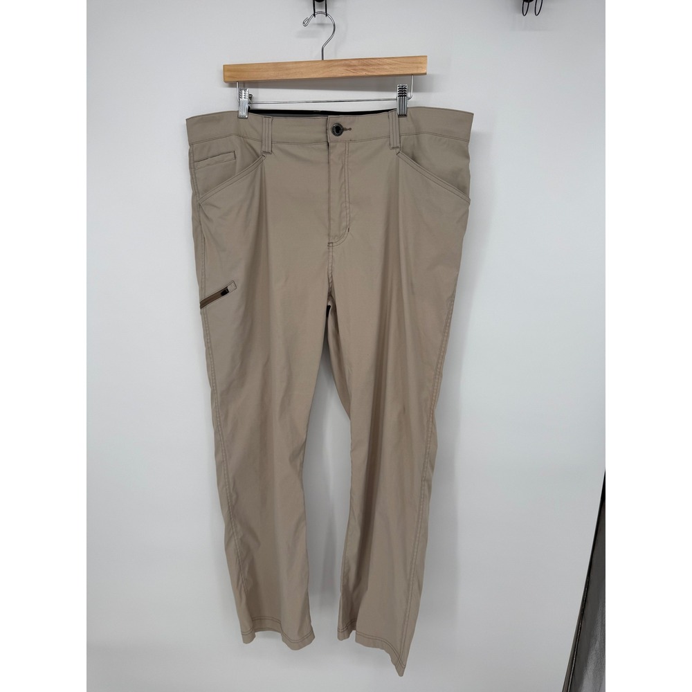Orvis Mens Tech Pants 40x30 Khaki Tan Stretch Waistband Hiking Travel 1525905